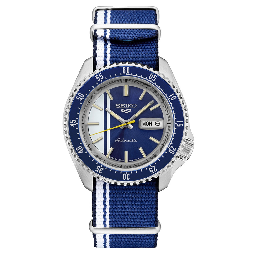 Seiko SRPK69 automatico 42,5mm quadrante blu righe racing nylon Seiko 5 Sports U.S Special Edition