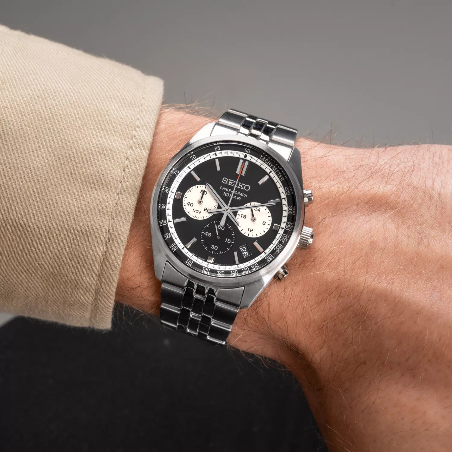 Seiko SSB429P1 cronografo quarzo nero acciaio uomo 41,5 mm con quadrante racing