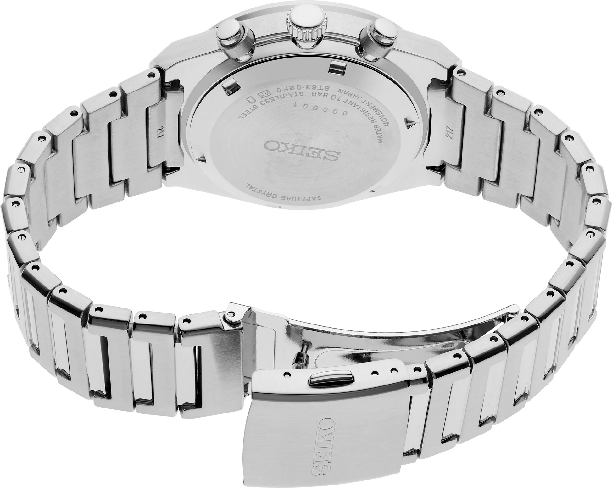Orologio Seiko SSB453 cronografo da uomo con quadrante blu, cassa in acciaio da 40 mm, bracciale in acciaio e vetro zaffiro.