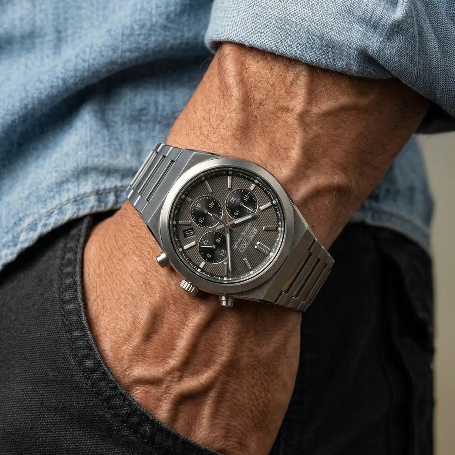 Seiko SSB455P1 cronografo quarzo acciaio quadrante nero 40mm vetro zaffiro cod. SSB455P1