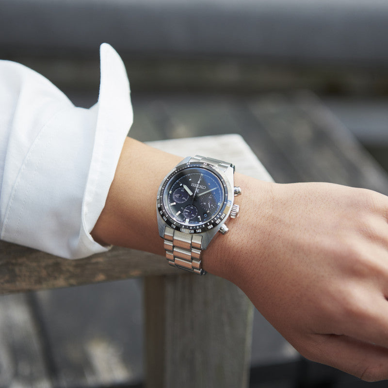Seiko SSC819P1 cronografo solare Speedtimer quadrante nero 39 mm acciaio – codice SSC819P1 – orologio uomo