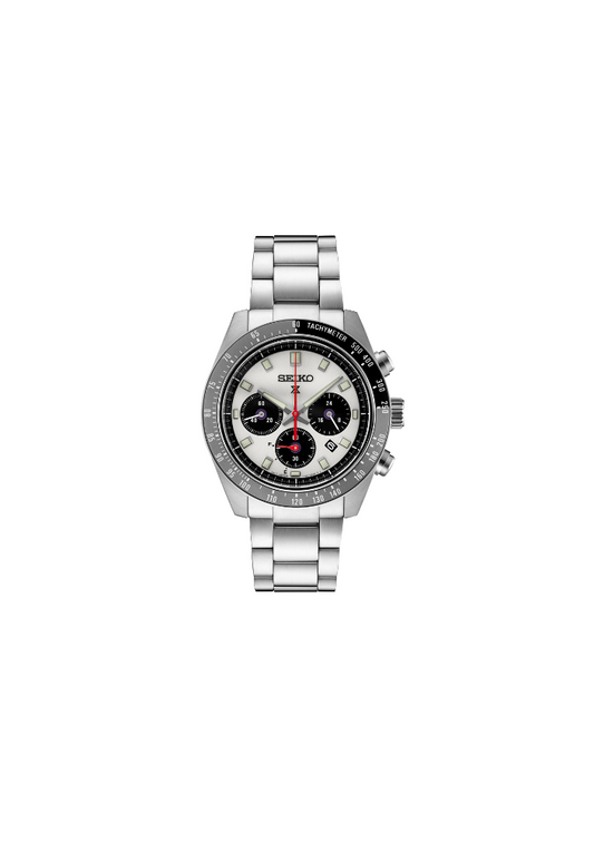 Seiko SSC911 cronografo solare acciaio cassa 41,4mm quadrante argentato vetro zaffiro bracciale acciaio codice SSC911
