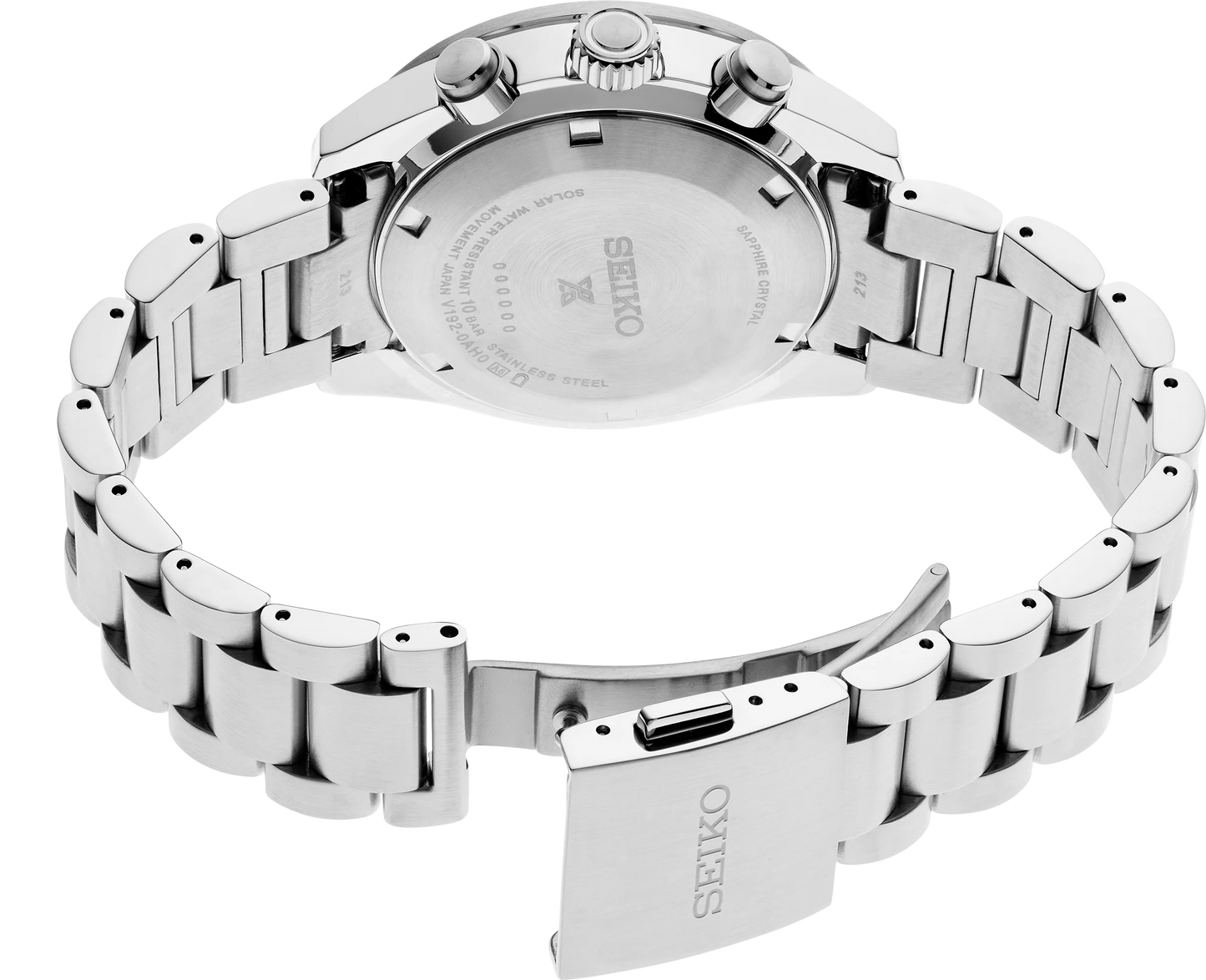 Seiko SSC911 cronografo solare acciaio cassa 41,4mm quadrante argentato vetro zaffiro bracciale acciaio codice SSC911