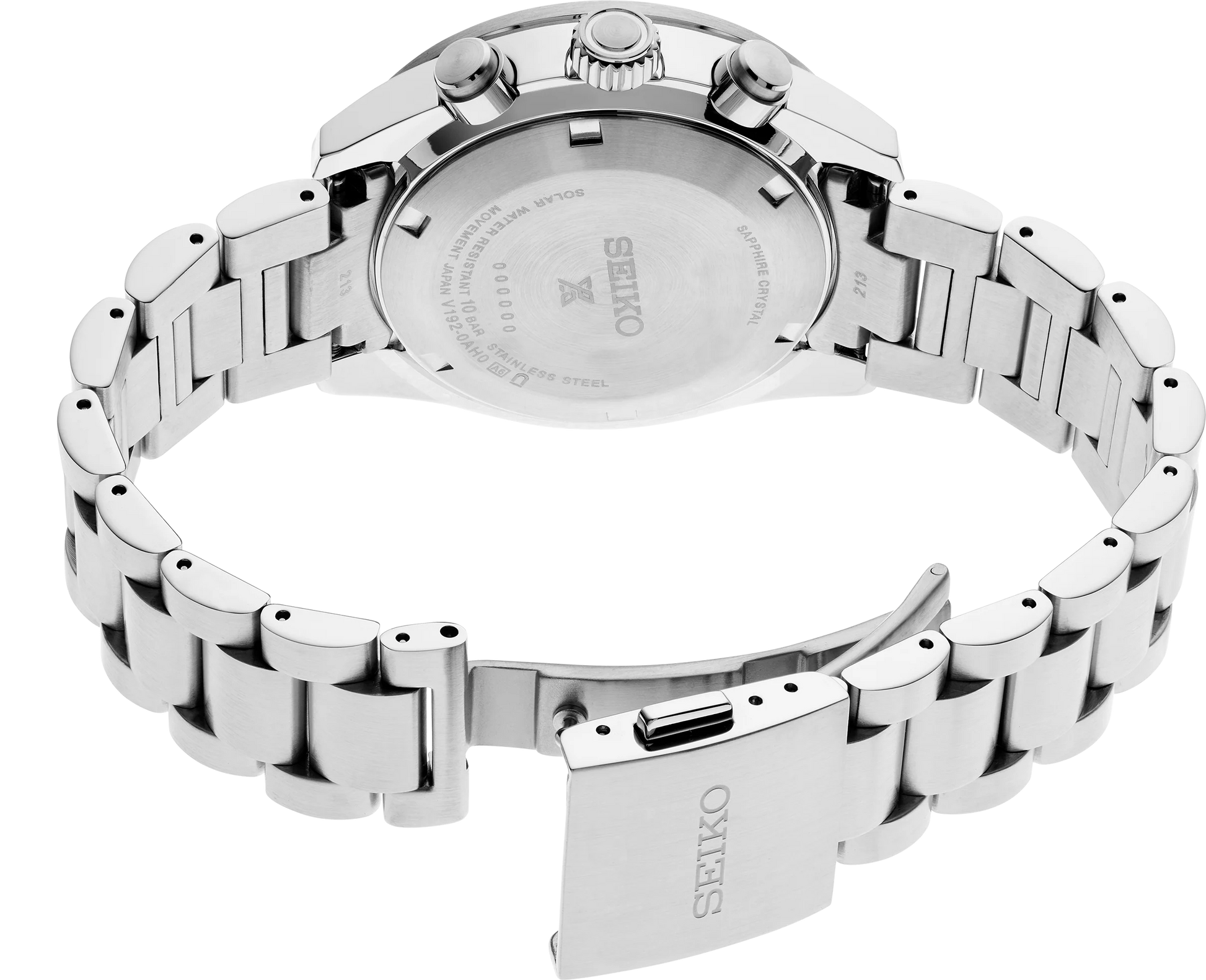 Seiko SSC911 cronografo solare acciaio cassa 41,4mm quadrante argentato vetro zaffiro bracciale acciaio codice SSC911