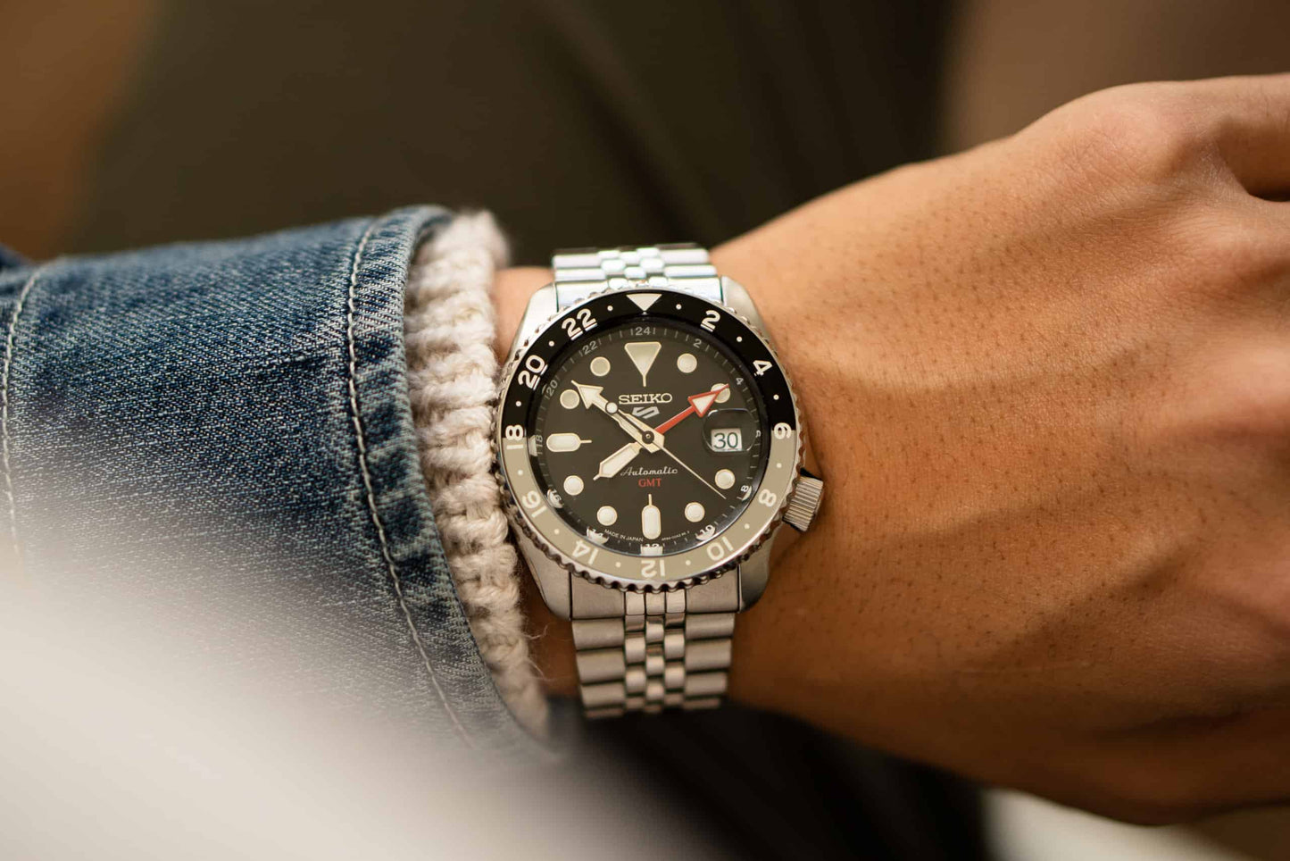 Seiko 5 Sports GMT SSK001 – Automatico, quadrante nero, ghiera Coke, 42,5mm, movimento 4R34

