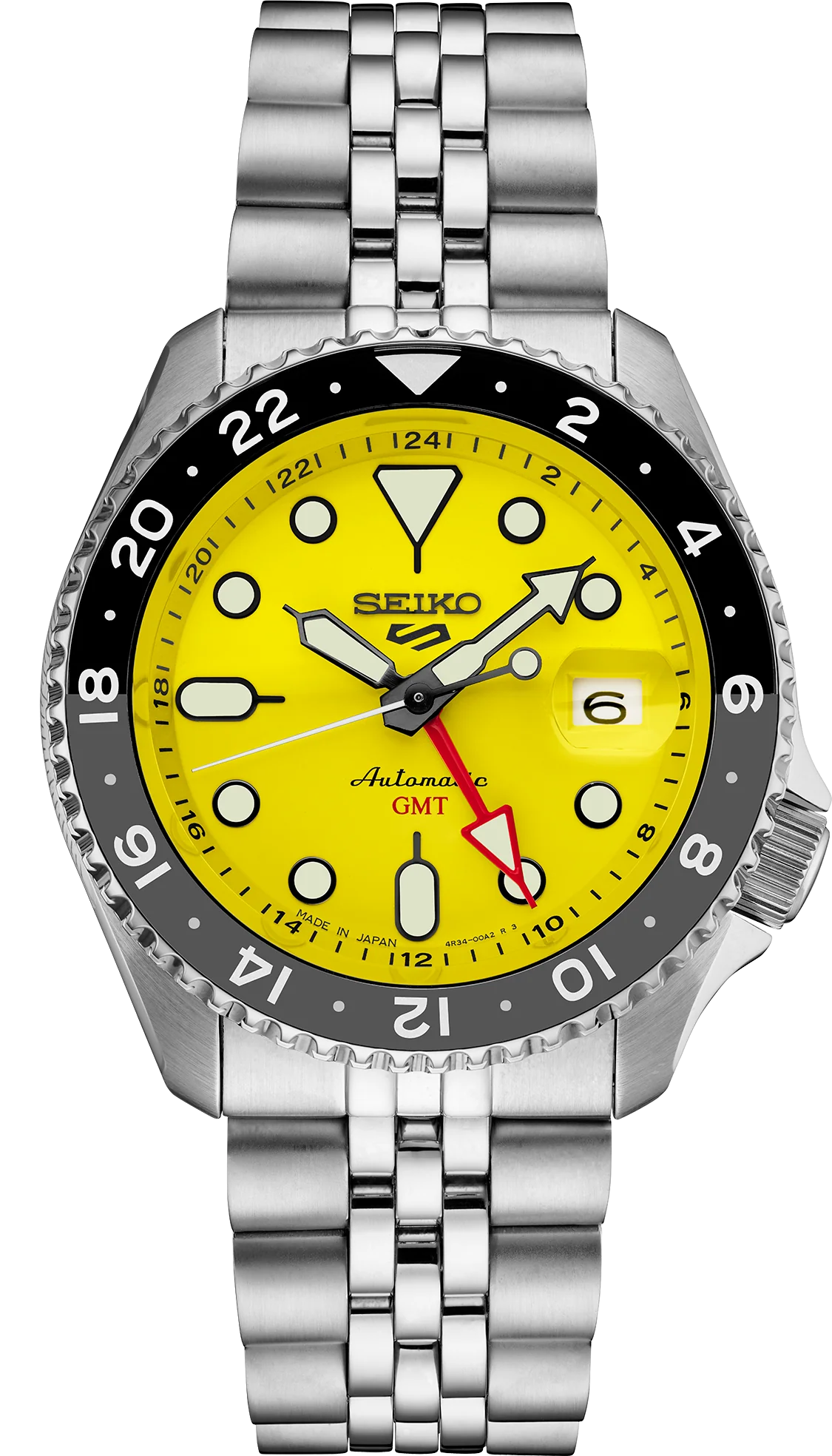 Seiko SSK017K1 automatico GMT giallo 42,5mm calibro 4R34 bracciale acciaio