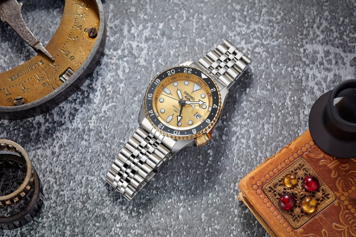 Seiko SSK044K1 Limited Edition GMT automatico champagne 42,5mm calibro 4R34 acciaio