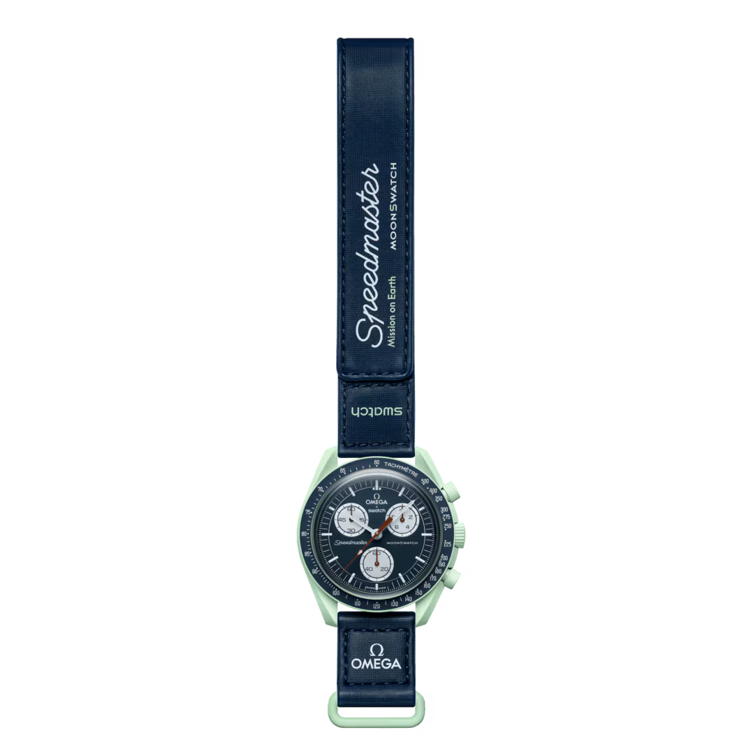 Swatch x Omega MoonSwatch Mission on Earth SO33G100 – Orologio cronografo quarzo blu 42mm Bioceramic cinturino Velcro