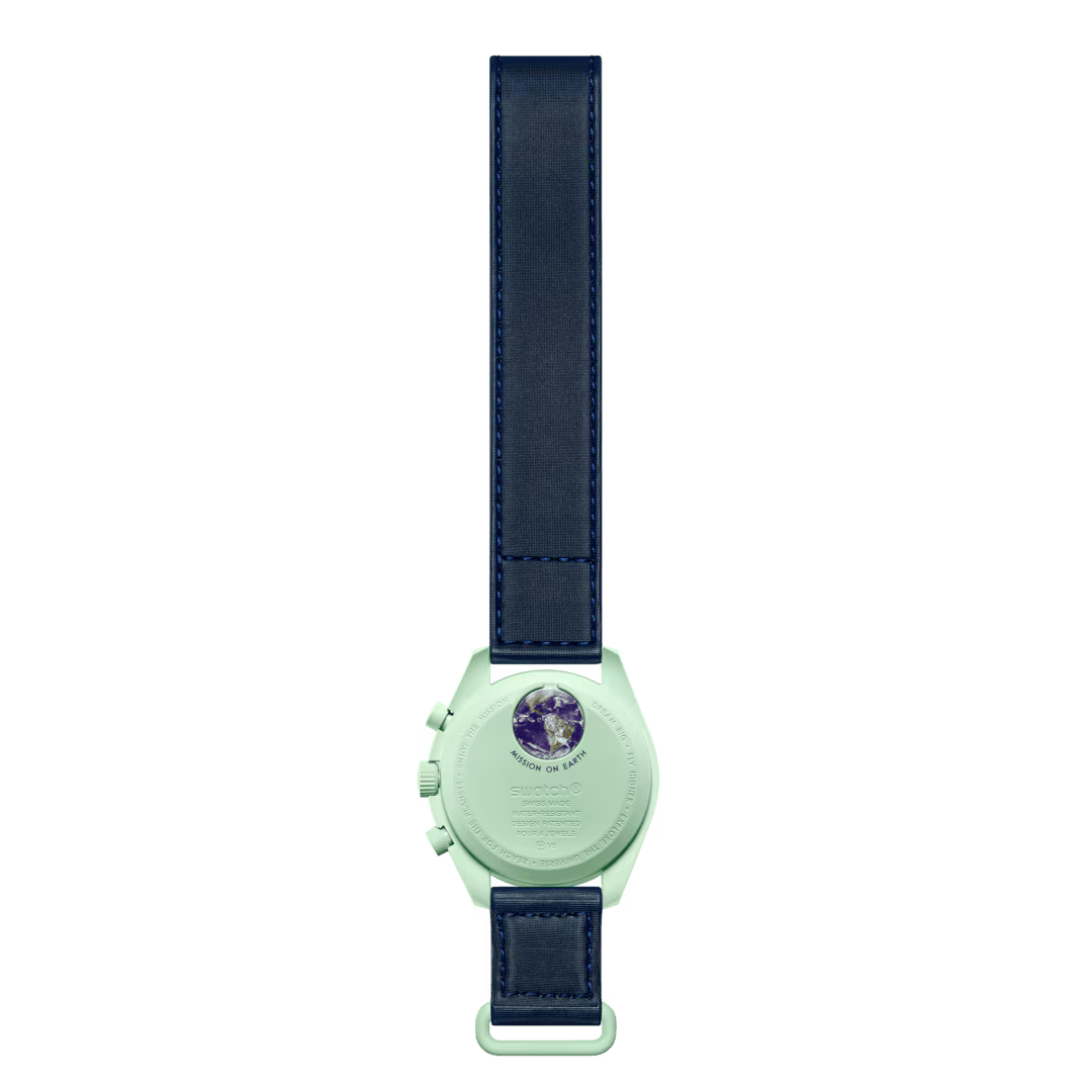 Swatch x Omega MoonSwatch Mission on Earth SO33G100 – Orologio cronografo quarzo blu 42mm Bioceramic cinturino Velcro
