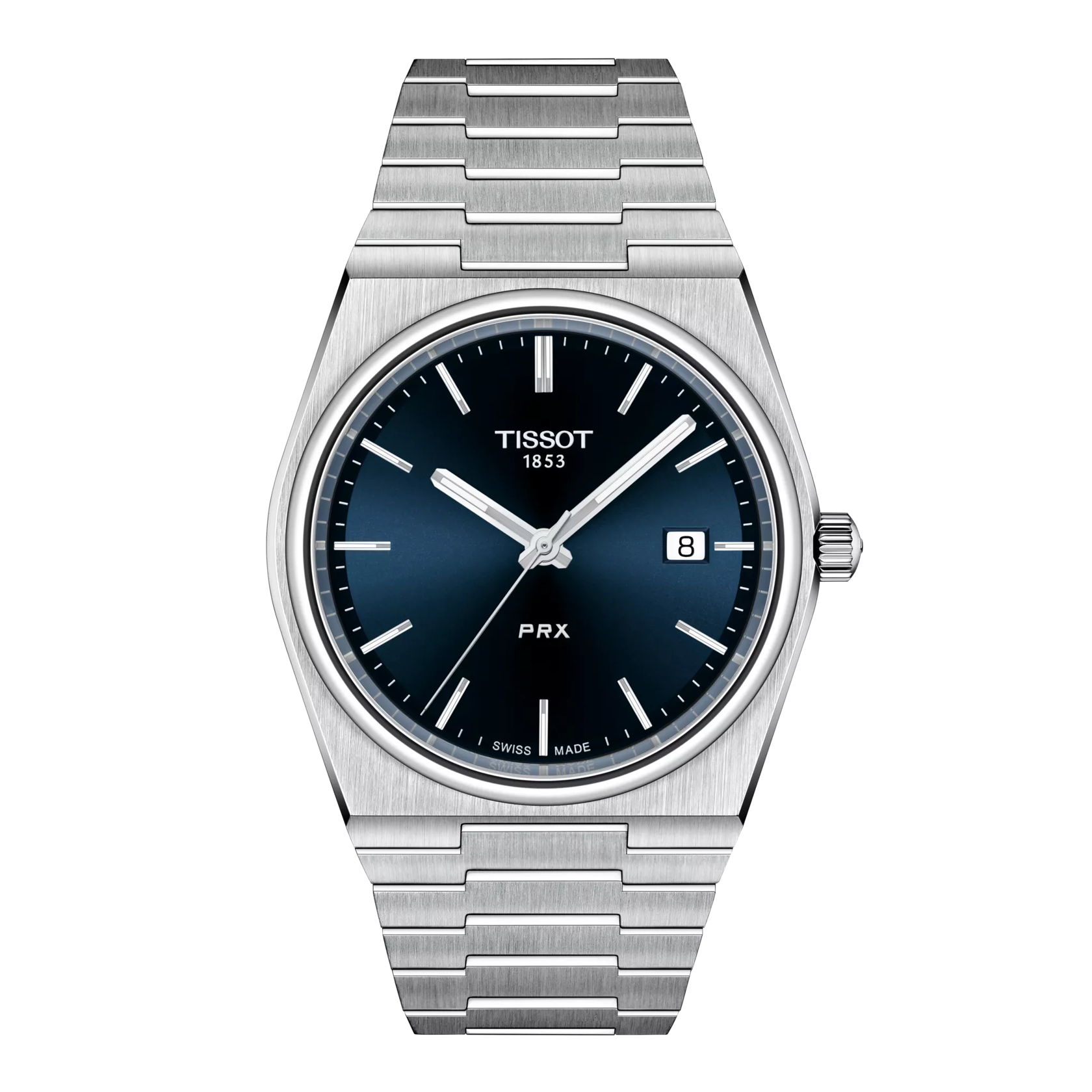 Tissot PRX T137.410.11.041.00 orologio automatico da uomo con quadrante blu e cinturino in acciaio inox – Elegante e sportivo, il Tissot PRX combina design vintage e tecnologia moderna. Movimento automatico Powermatic 80, cassa da 40 mm in acciaio, vetro zaffiro antigraffio e impermeabilità fino a 100 metri. Perfetto per chi cerca un orologio versatile, resistente e di alta precisione.