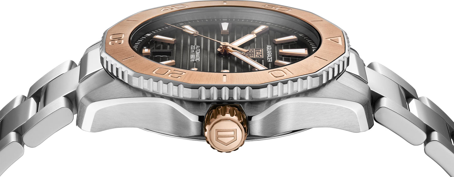 TAG Heuer Aquaracer Professional 200 Date Automatico Swiss Made 40 mm acciaio e oro rosa quadrante nero fumé WBP2151.BA0627