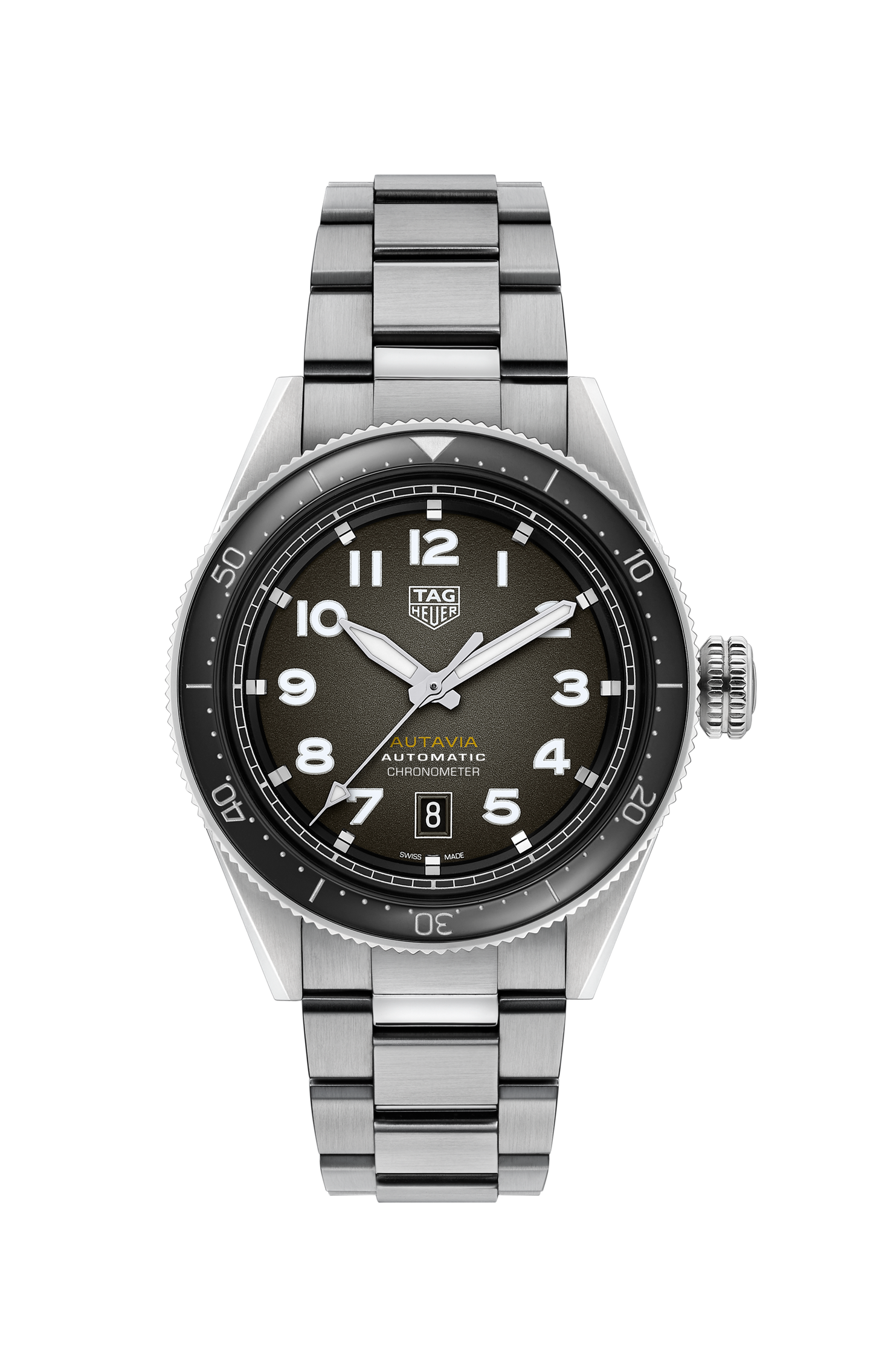 TAG Heuer Autavia automatico nero 42mm acciaio Swiss Made WBE5114.EB0173 quadrante fumé lunetta ceramica