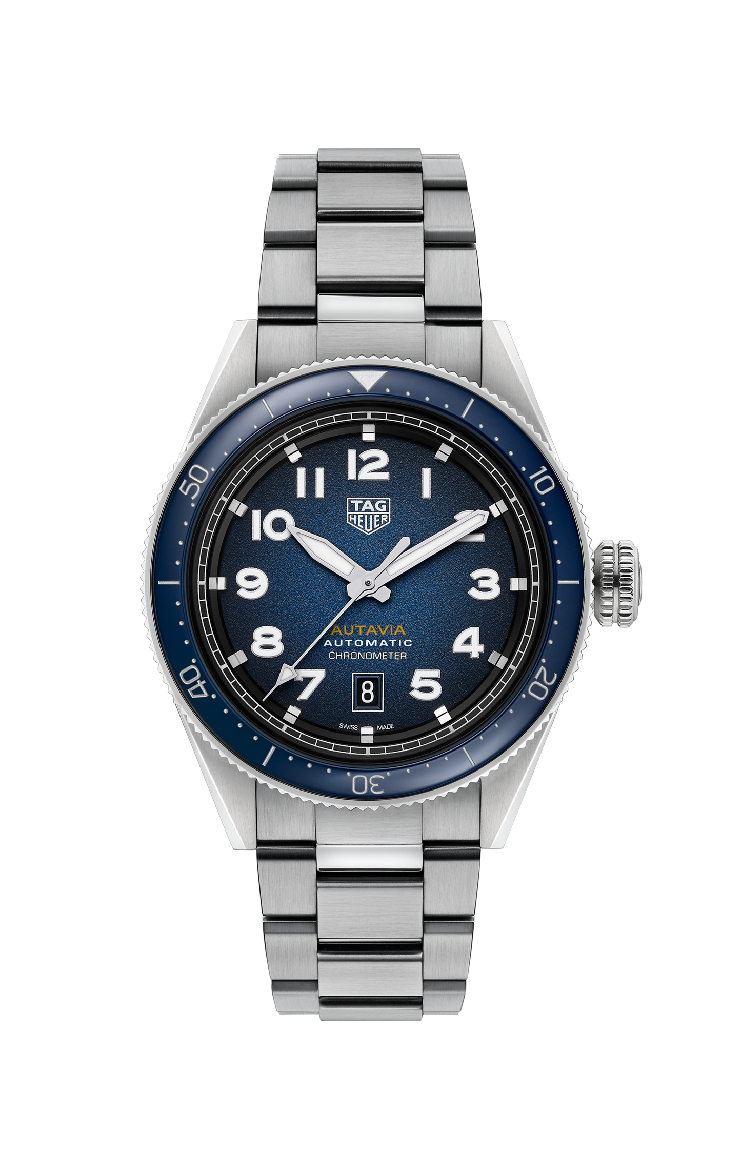 TAG Heuer Autavia automatico blu 42mm acciaio Swiss Made WBE5116.EB0173 quadrante fumé lunetta ceramica