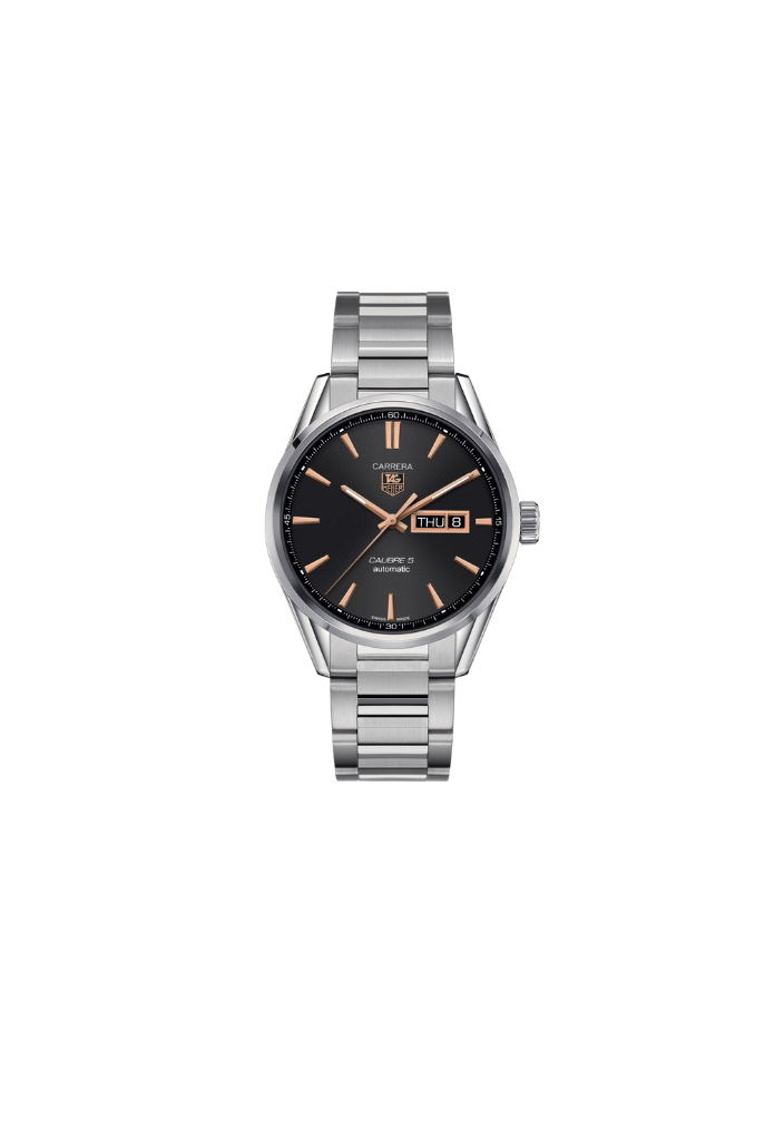 TAG Heuer Carrera WAR201C.BA0723 – Automatico Swiss Made, 41mm, acciaio, quadrante nero con dettagli oro rosa, vetro zaffiro

