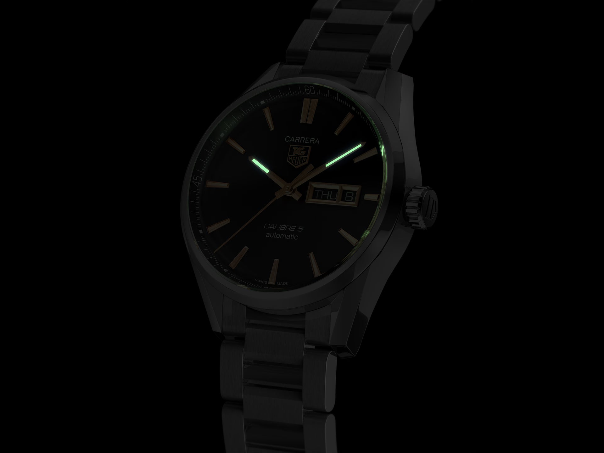 TAG Heuer Carrera WAR201C.BA0723 – Automatico Swiss Made, 41mm, acciaio, quadrante nero con dettagli oro rosa, vetro zaffiro


