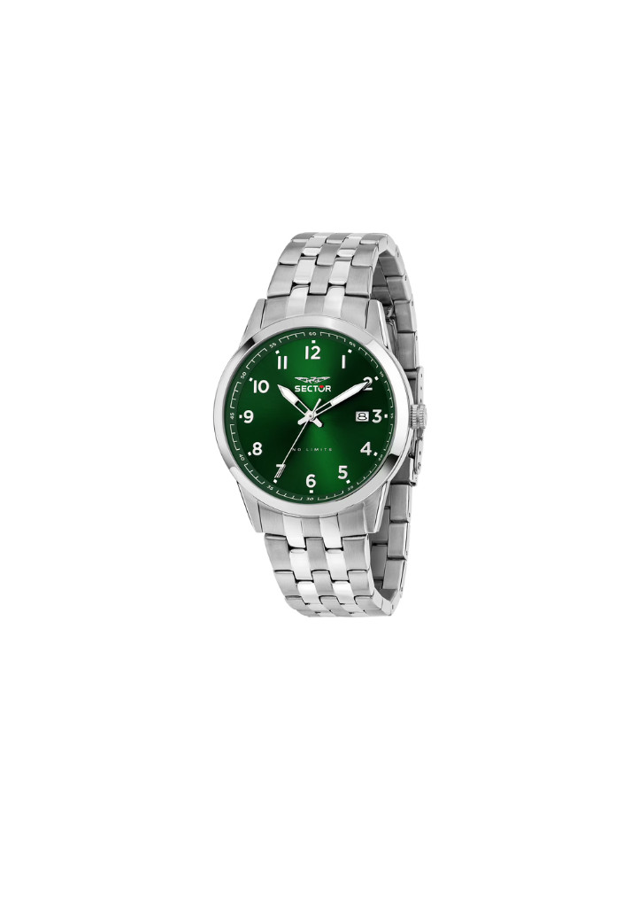 Orologio Sector 660 R3253517031 uomo con cassa in acciaio 41mm, quadrante verde e bracciale in acciaio inox.