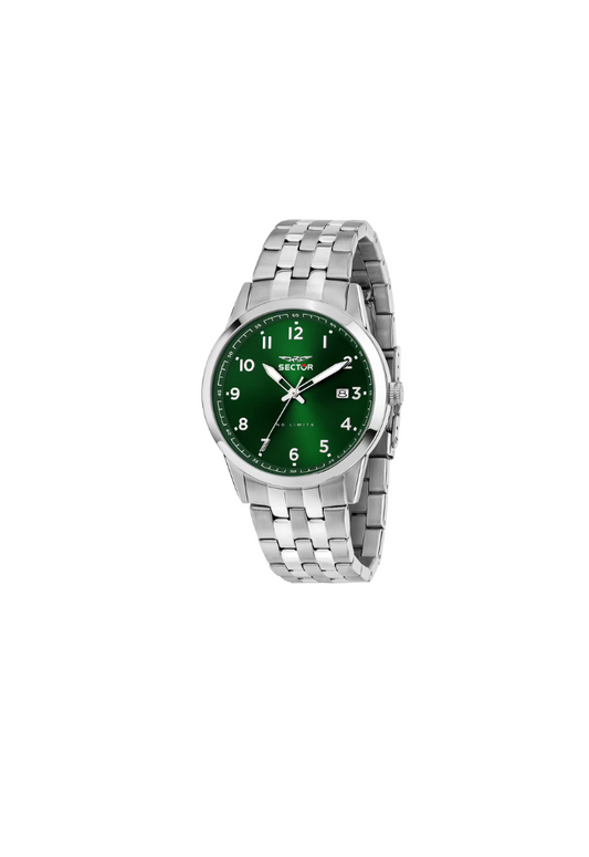 Orologio Sector 660 R3253517031 uomo con cassa in acciaio 41mm, quadrante verde e bracciale in acciaio inox.