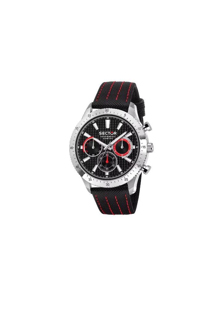 Orologio Sector R3251578011 uomo multifunzione 45mm con quadrante nero e cinturino in pelle nera.