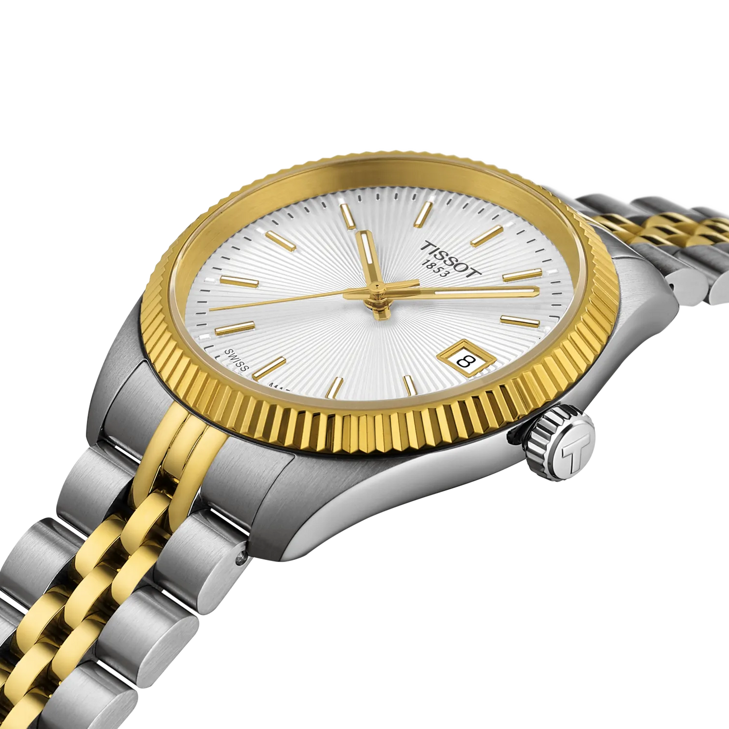 Tissot Ballade 34mm quarzo Swiss Made quadrante argento acciaio e oro T156.210.22.031.00