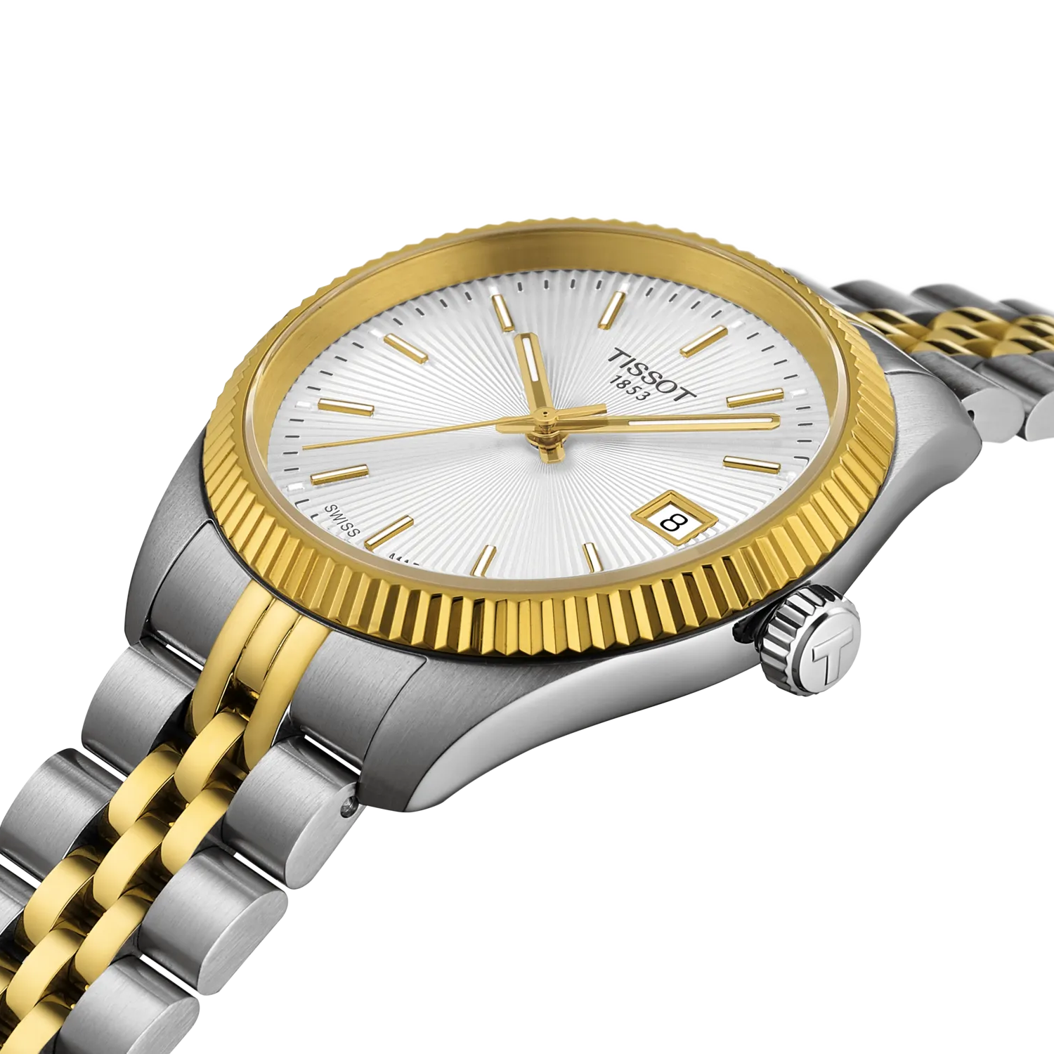 Tissot Ballade 34mm quarzo Swiss Made quadrante argento acciaio e oro T156.210.22.031.00