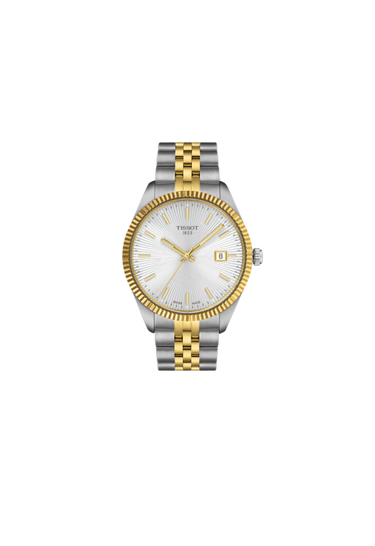 Orologio Tissot Ballade 40mm T156.410.22.031.00 con quadrante argento e cinturino acciaio e oro giallo

