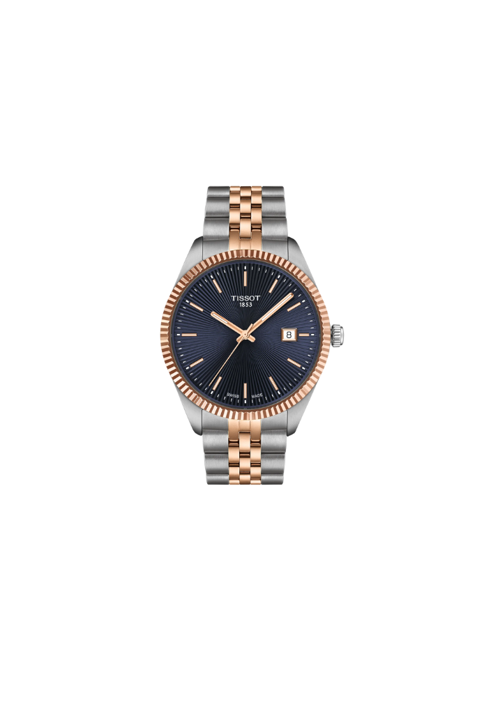 Orologio Tissot Ballade 40mm T156.410.22.041.00 con quadrante blu e cassa in acciaio PVD oro rosa