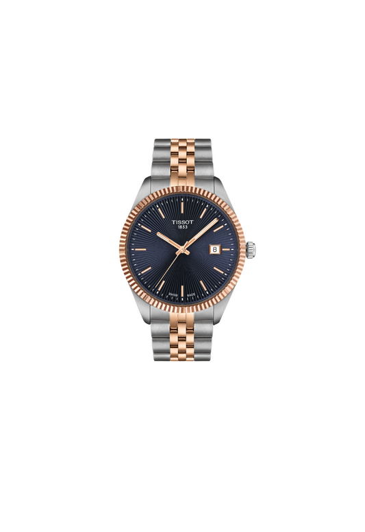 Orologio Tissot Ballade 40mm T156.410.22.041.00 con quadrante blu e cassa in acciaio PVD oro rosa