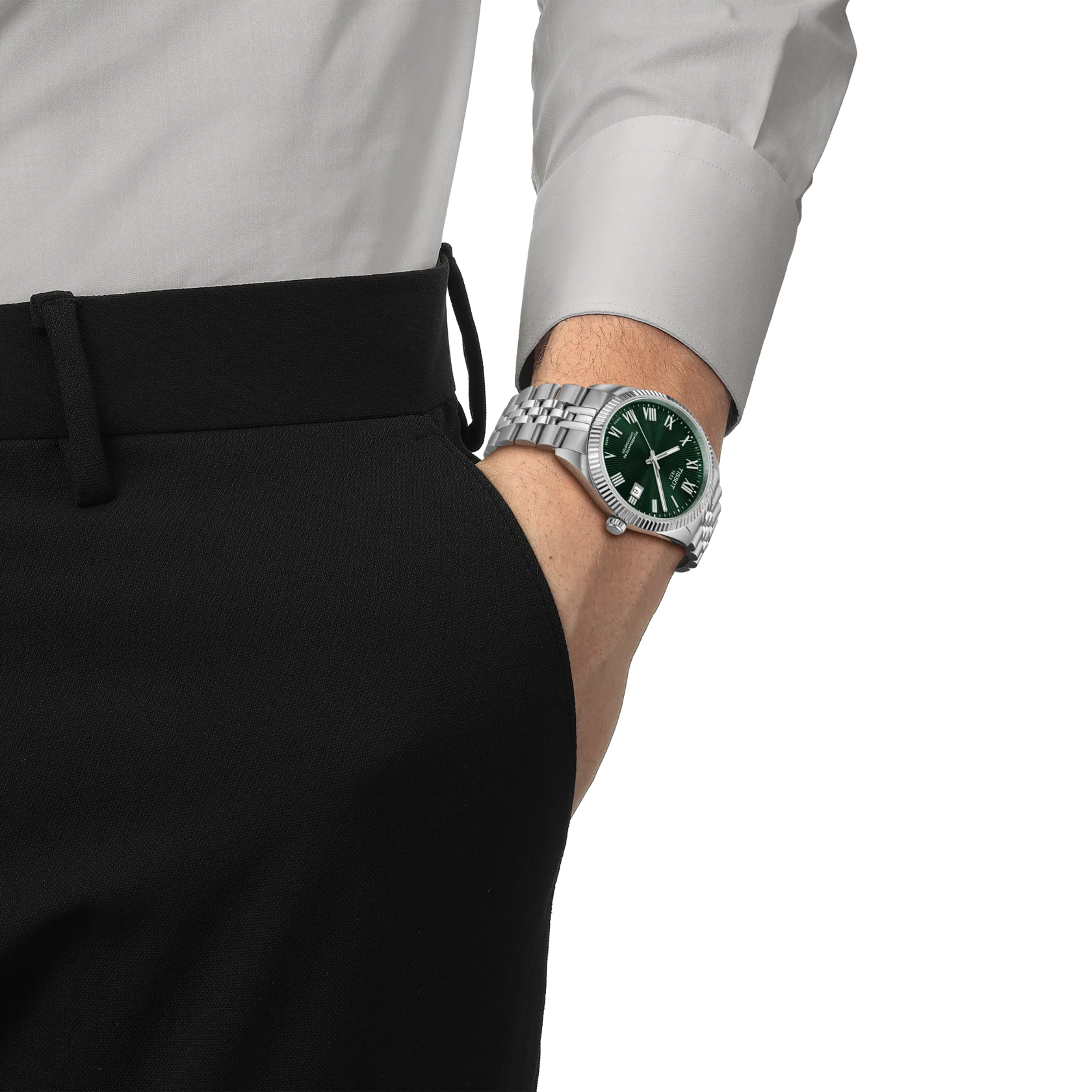 Tissot Ballade COSC Automatic Swiss Made Verde 39mm T156.408.11.093.00 – orologio uomo acciaio, movimento Powermatic 80 certificato COSC, quadrante verde, vetro zaffiro antigraffio, fondello a vista, bracciale intercambiabile.