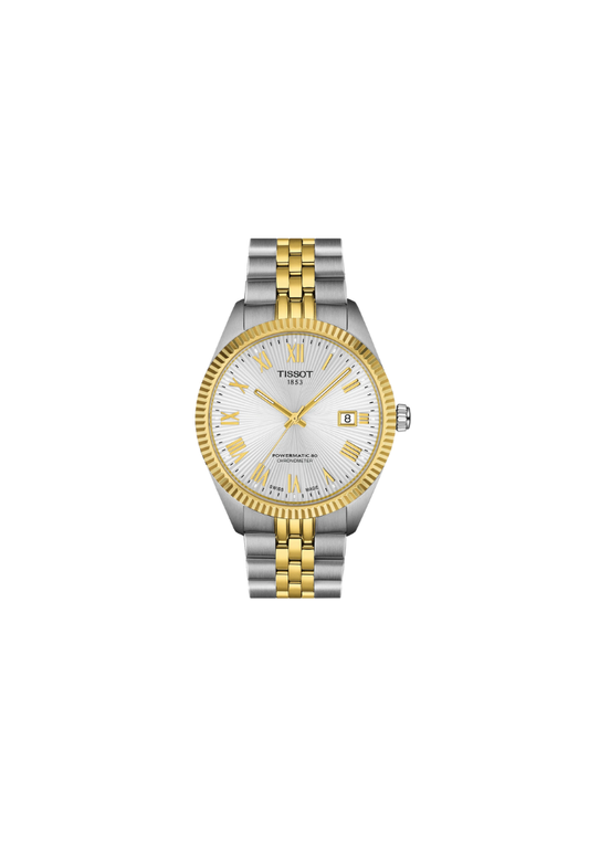 Tissot Ballade COSC Automatic Swiss Made Argento/Oro 39mm T156.408.22.033.00 – orologio uomo bicolore, movimento Powermatic 80 certificato COSC, quadrante argento, vetro zaffiro antigraffio, fondello a vista, bracciale PVD oro.