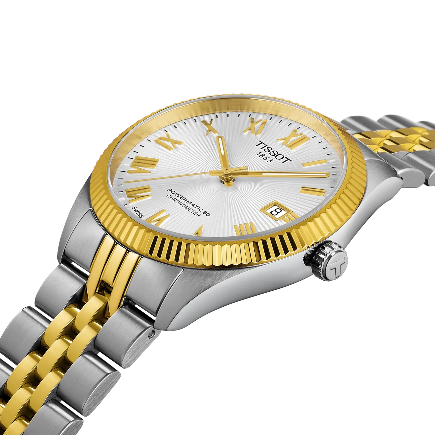 Tissot Ballade COSC Automatic Swiss Made Argento/Oro 39mm T156.408.22.033.00 – orologio uomo bicolore, movimento Powermatic 80 certificato COSC, quadrante argento, vetro zaffiro antigraffio, fondello a vista, bracciale PVD oro.