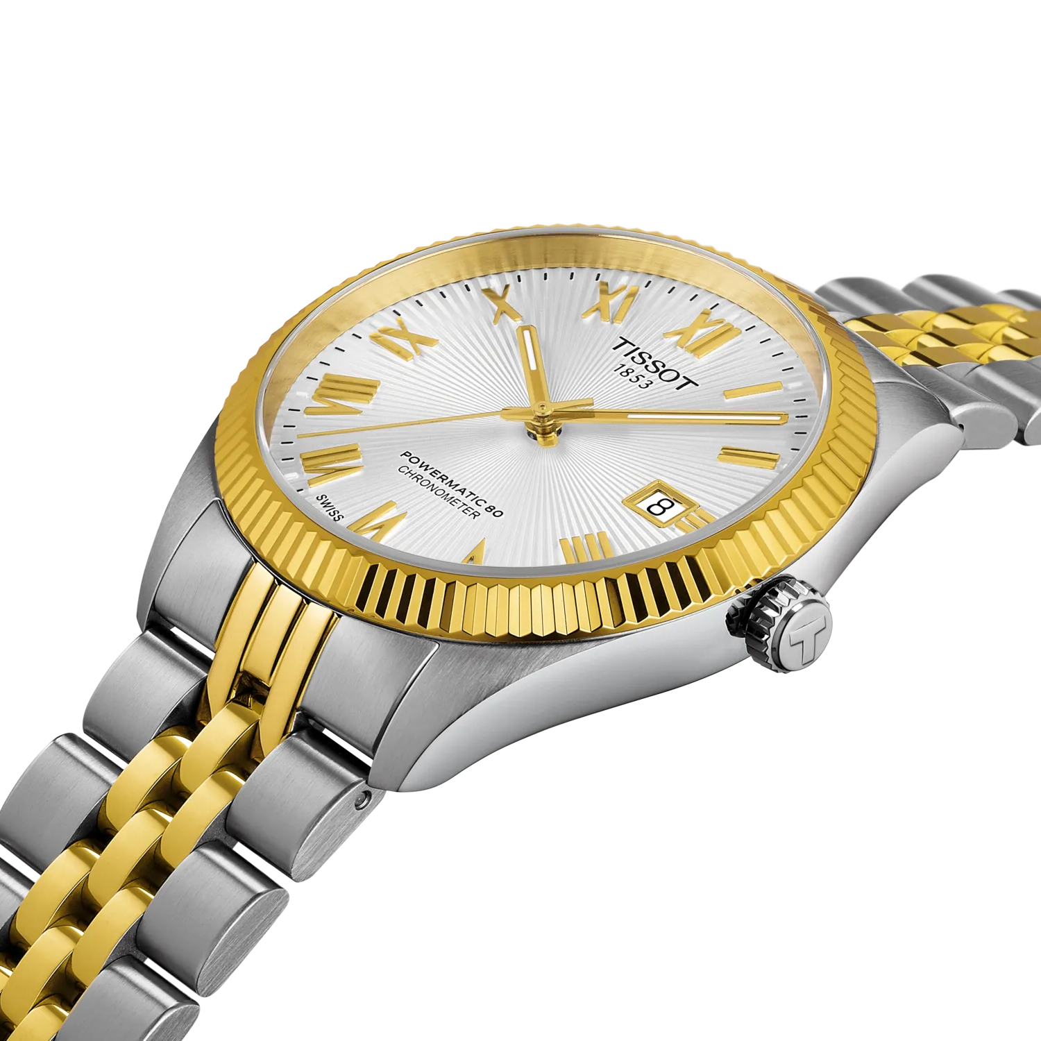 Tissot Ballade COSC Automatic Swiss Made Argento/Oro 39mm T156.408.22.033.00 – orologio uomo bicolore, movimento Powermatic 80 certificato COSC, quadrante argento, vetro zaffiro antigraffio, fondello a vista, bracciale PVD oro.