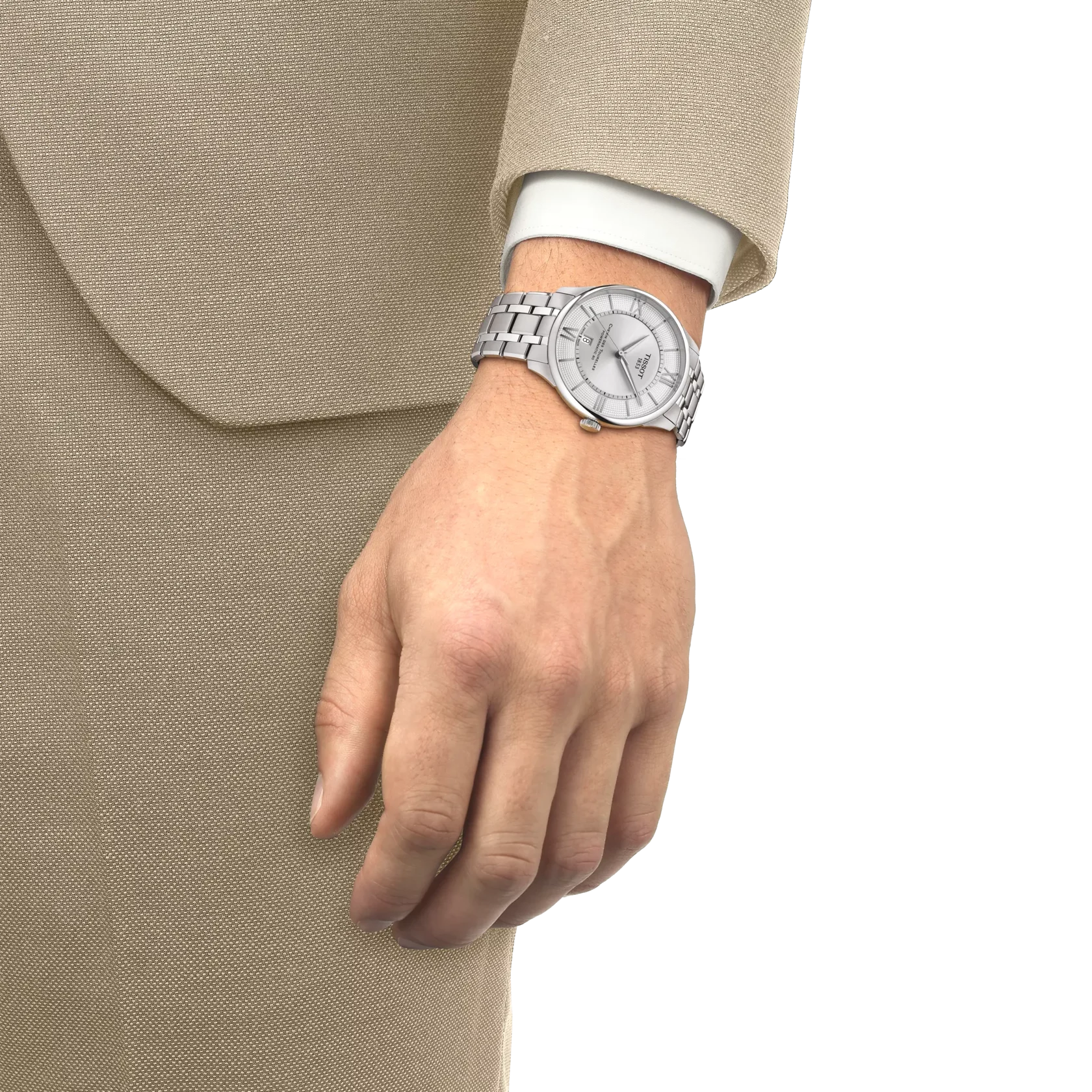 Tissot Chemin Des Tourelles Automatico Swiss Made Argento 42mm T139.407.11.038.00 con quadrante argento, indici romani e movimento automatico.