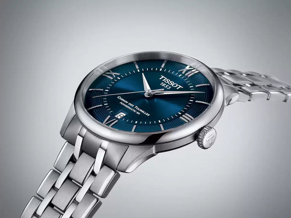 Tissot Chemin Des Tourelles Automatico Swiss Made Blu 42mm T139.407.11.048.00 con movimento automatico, riserva di carica 80 ore, lunetta in ceramica e vetro zaffiro.