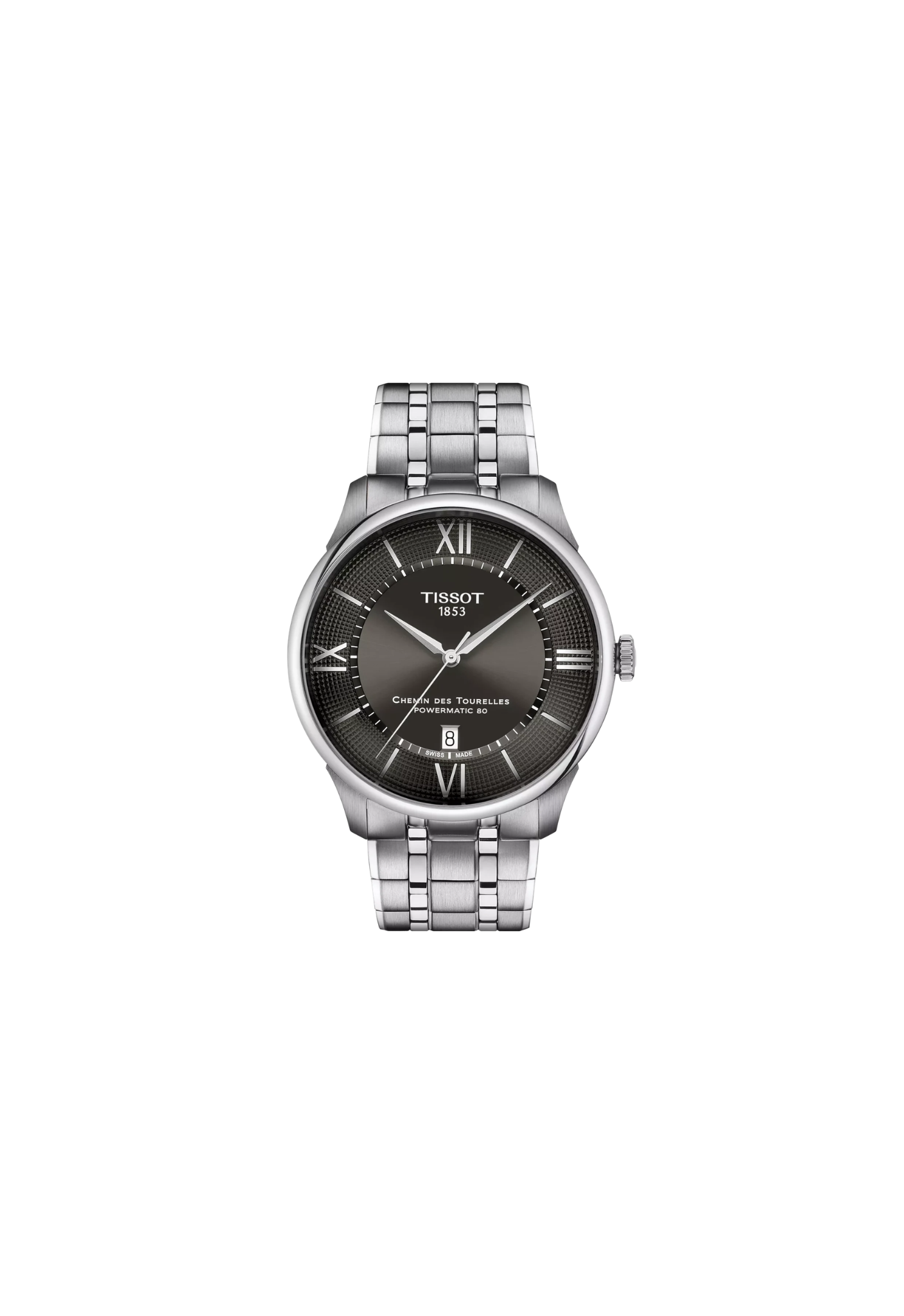 Tissot Chemin Des Tourelles Automatico Swiss Made Grigio Piombo 42mm T139.407.11.068.00 con quadrante grigio, indici romani e movimento automatico.