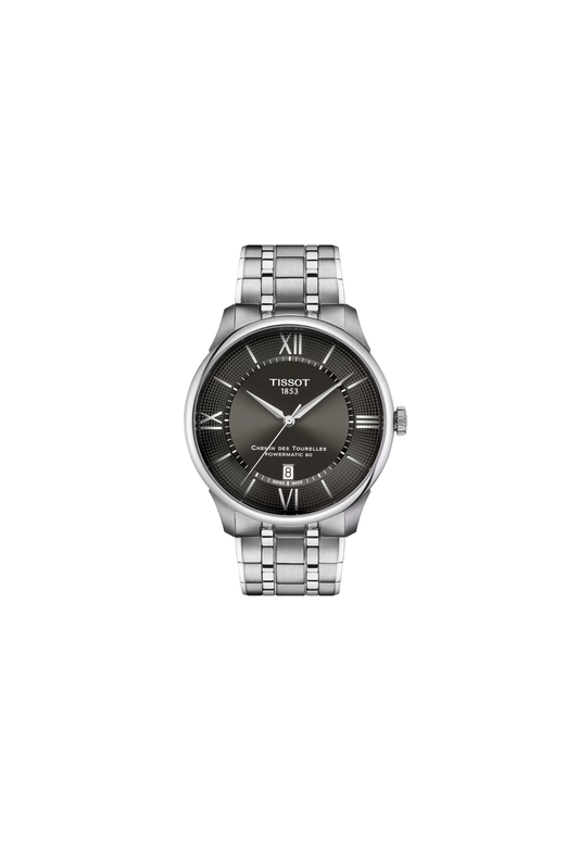 Tissot Chemin Des Tourelles Automatico Swiss Made Grigio Piombo 42mm T139.407.11.068.00 con quadrante grigio, indici romani e movimento automatico.