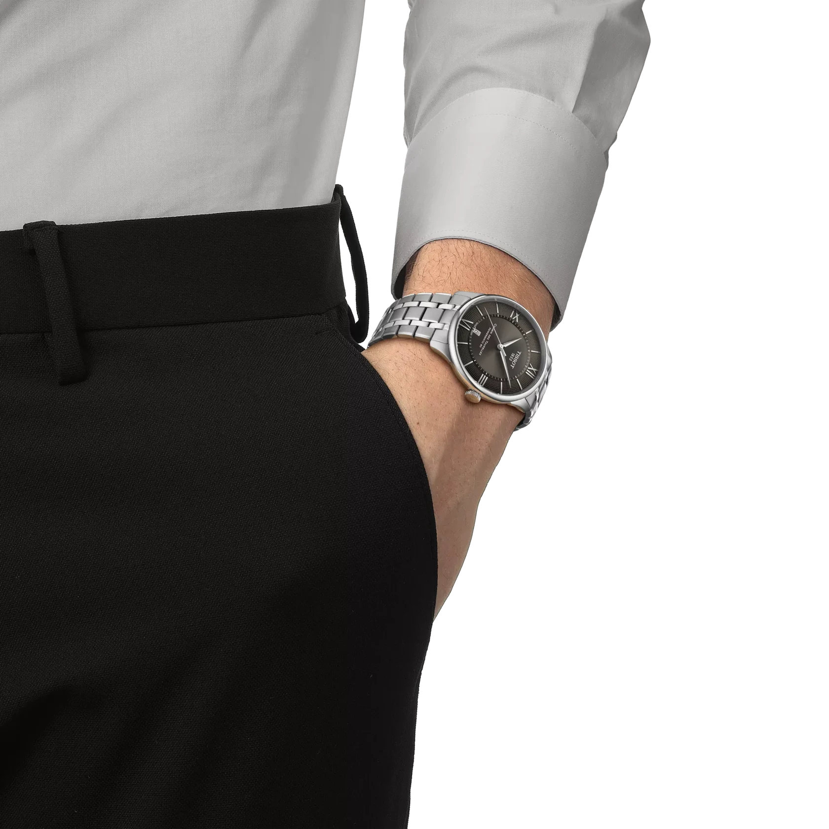 Tissot Chemin Des Tourelles Automatico Swiss Made Grigio Piombo 42mm T139.407.11.068.00 con quadrante grigio, indici romani e movimento automatico.