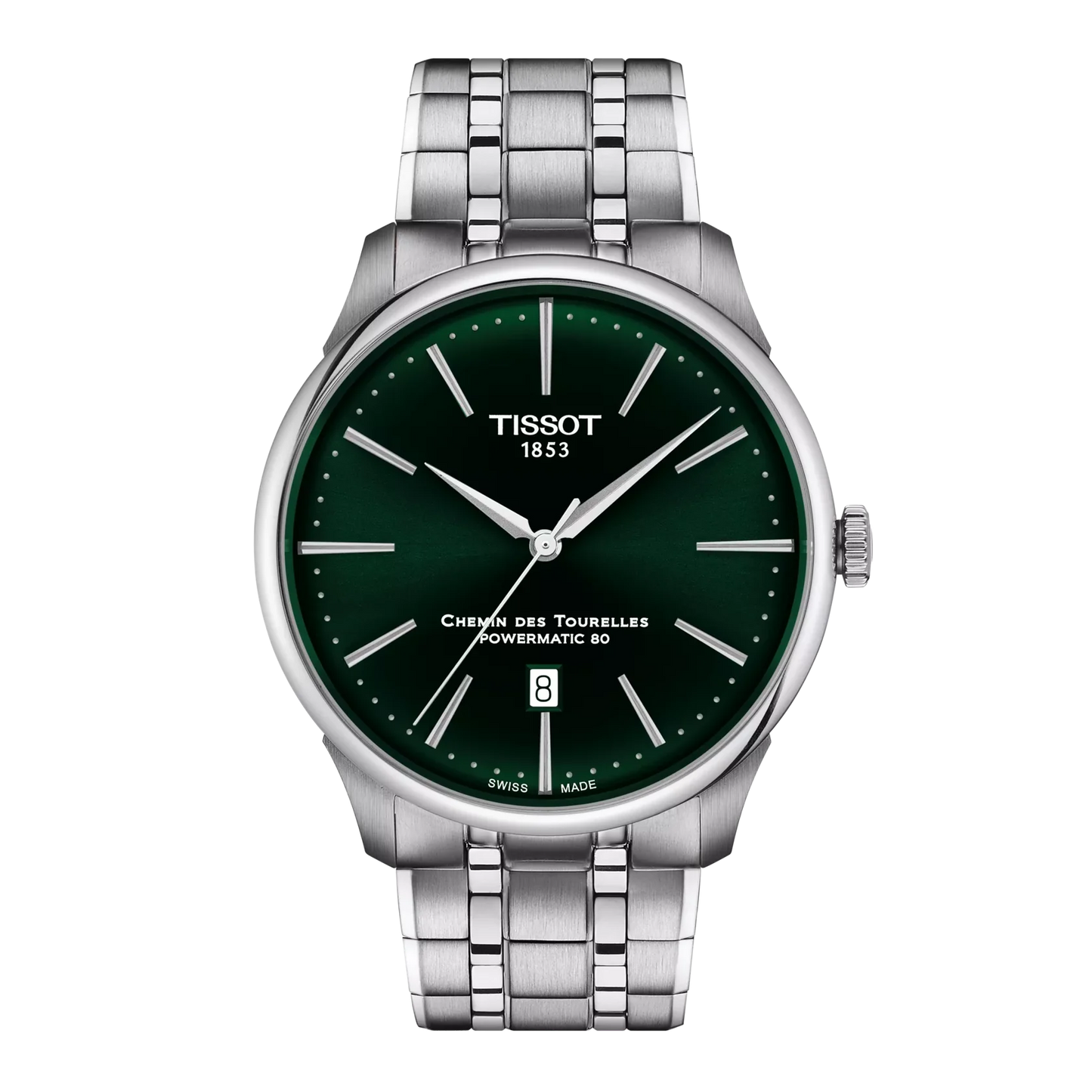 Tissot Chemin Des Tourelles Automatico Swiss Made Verde 42mm T139.407.11.091.00 con quadrante verde, movimento automatico, riserva 80 ore e vetro zaffiro.