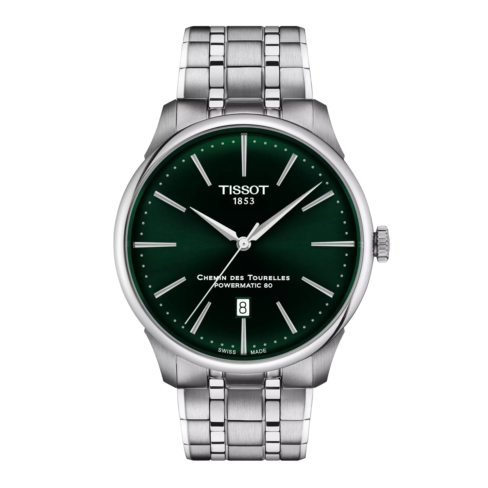 Tissot Chemin Des Tourelles Automatico Swiss Made Verde 42mm T139.407.11.091.00 con quadrante verde, movimento automatico, riserva 80 ore e vetro zaffiro.