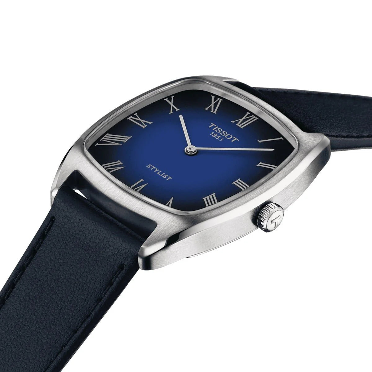 Tissot Heritage Contemporary T159.909.16.043.00 orologio quadrato Swiss Made vintage sportivo con quadrante blu sfumato numeri romani vetro zaffiro e cinturino in pelle blu