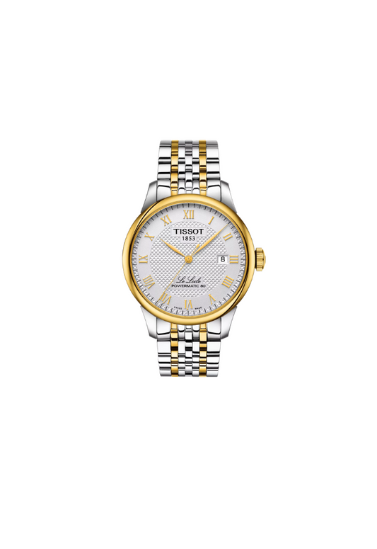 Tissot Le Locle Powermatic 80 automatico acciaio e oro giallo 39.3mm – Codice T006.407.22.033.01 – quadrante argento, vetro zaffiro, fondello trasparente, movimento Swiss Made

