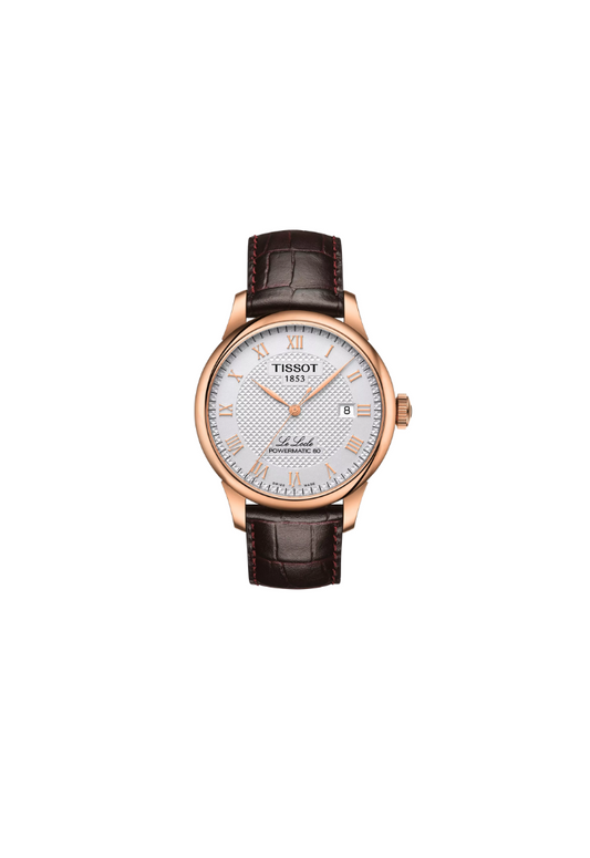 Tissot Le Locle Automatic Swiss Made 39.3mm Argento con dettagli oro rosa e cinturino in pelle – Codice T006.407.36.033.00, movimento automatico, vetro zaffiro, fondello trasparente