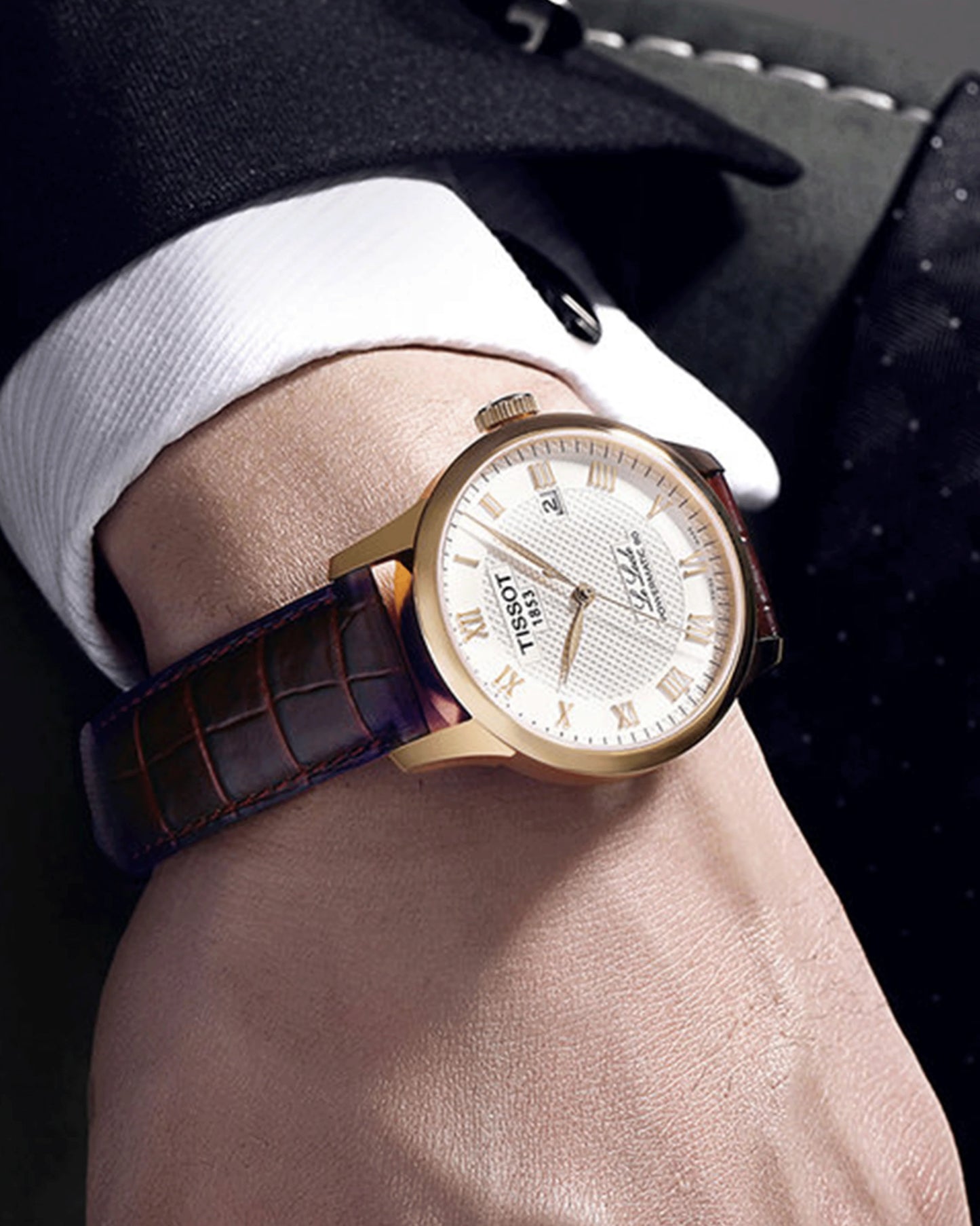 Tissot Le Locle Automatic Swiss Made 39.3mm Argento con dettagli oro rosa e cinturino in pelle – Codice T006.407.36.033.00, movimento automatico, vetro zaffiro, fondello trasparente