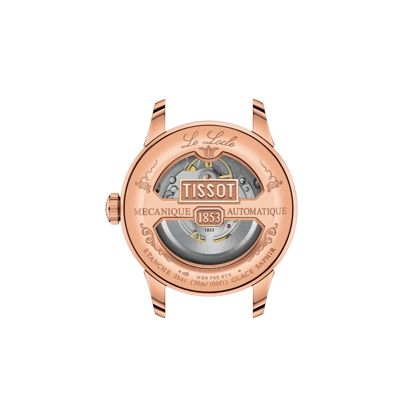 Tissot Le Locle Automatic Swiss Made 39.3mm Argento con dettagli oro rosa e cinturino in pelle – Codice T006.407.36.033.00, movimento automatico, vetro zaffiro, fondello trasparente