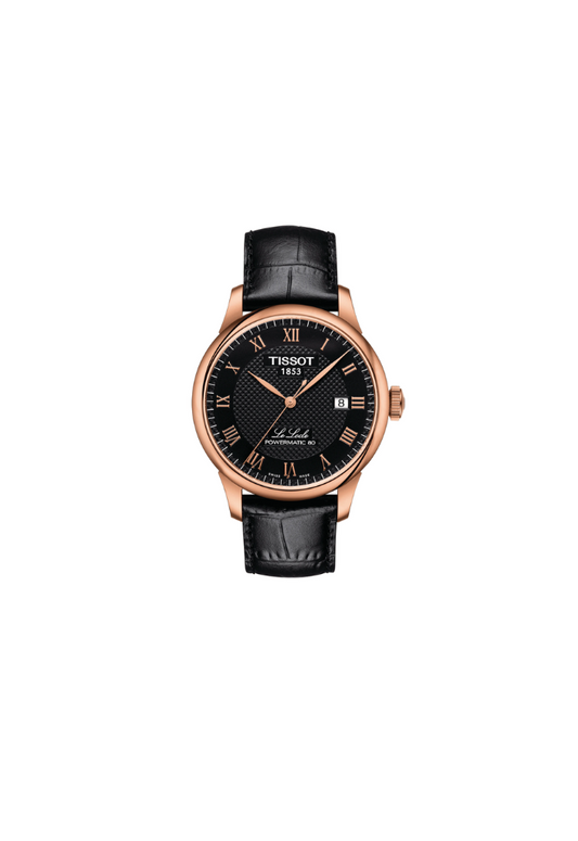 Tissot Le Locle Automatic Swiss Made 39.3mm Nero con dettagli oro rosa e cinturino in pelle – Codice T006.407.36.053.00, movimento automatico, vetro zaffiro, fondello trasparente