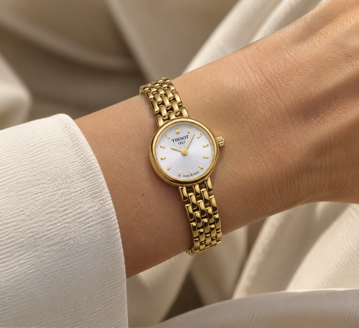 Tissot Lovely 19.5mm T058.009.33.031.00 orologio donna quarzo Swiss Made oro con vetro zaffiro antigraffio.
