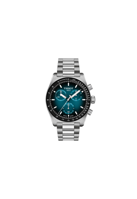 Tissot PR516 Chronograph Quarzo Swiss Made Blu Sfumato 40mm T149.417.11.041.01 con cassa in acciaio 316L, vetro zaffiro e Super-LumiNova®