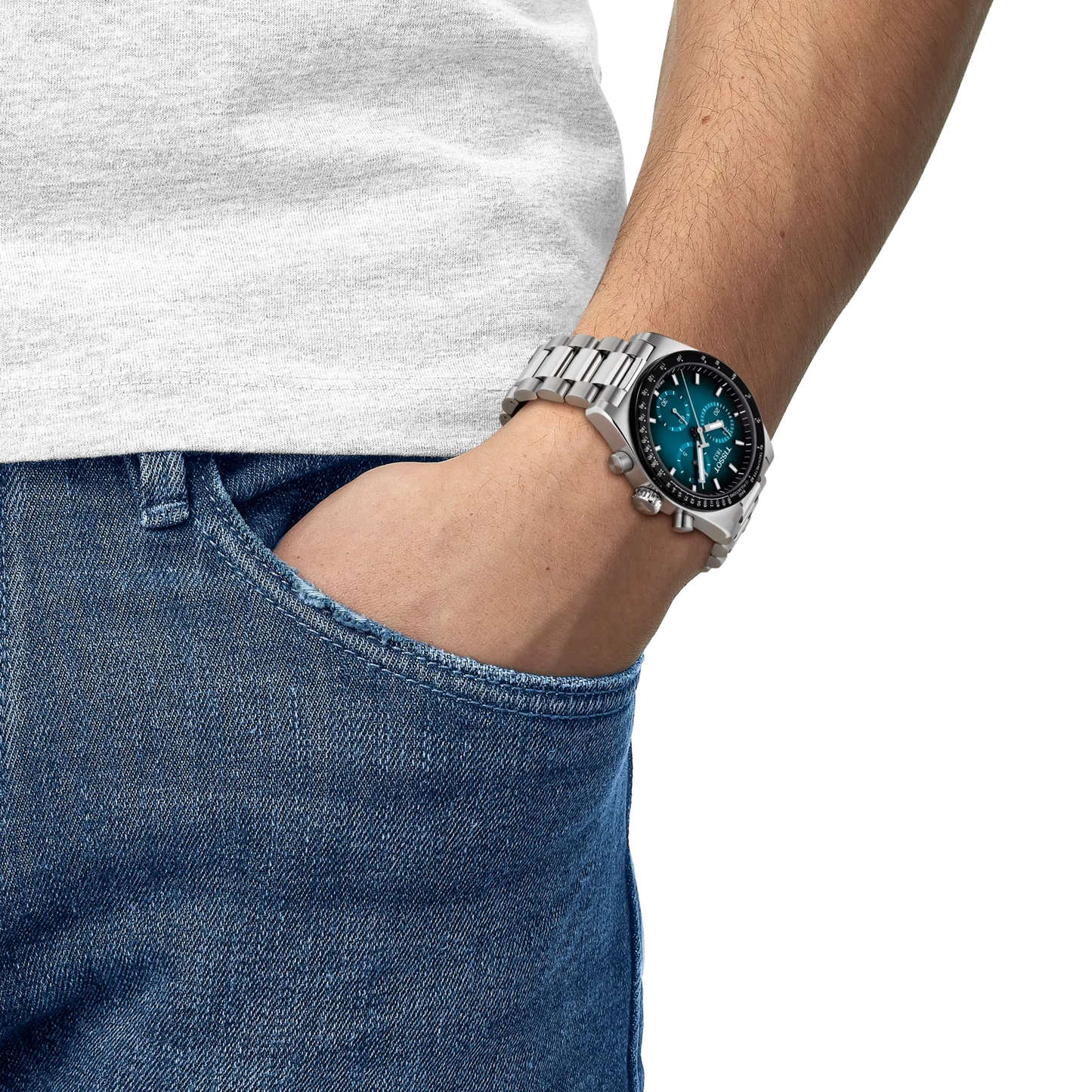 Tissot PR516 Chronograph Quarzo Swiss Made Blu Sfumato 40mm T149.417.11.041.01 con cassa in acciaio 316L, vetro zaffiro e Super-LumiNova®