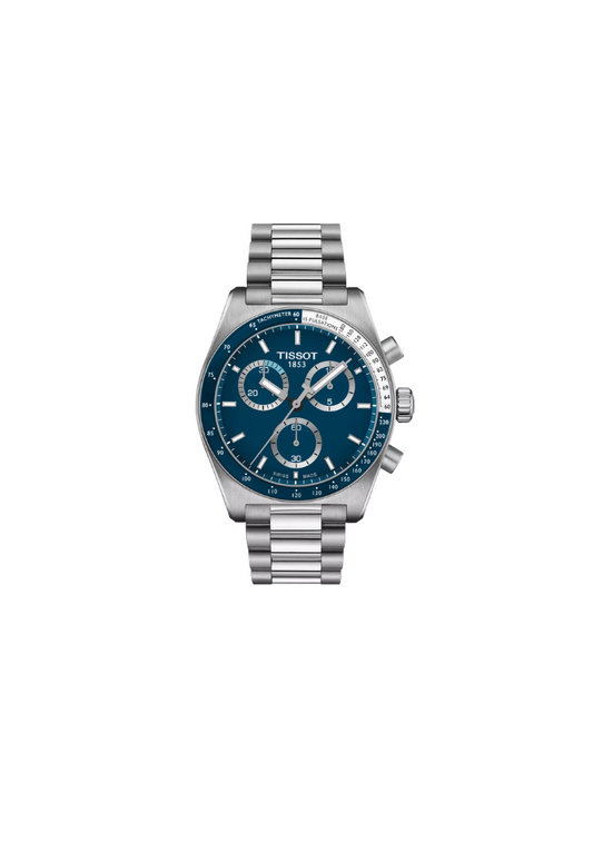 Tissot PR516 Chronograph T149.417.11.041.00 – cronografo quarzo Swiss Made blu 40mm in acciaio, vetro zaffiro, datario, fondello inciso


