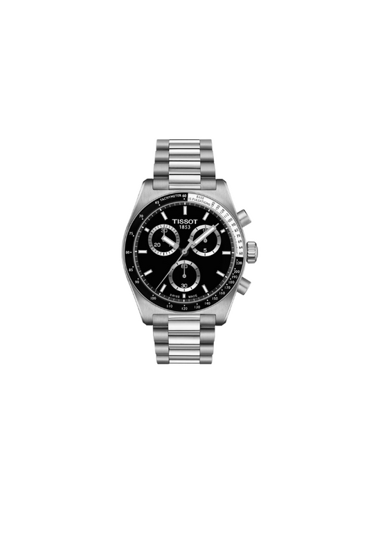 Tissot PR516 Chronograph T149.417.11.051.00 – cronografo quarzo Swiss Made nero 40mm in acciaio, vetro zaffiro antiriflesso, fondello inciso, cinturino a sgancio rapido