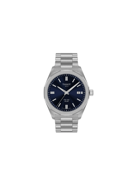 Tissot PRC 100 Solar T151.422.11.041.00 – Orologio uomo 39mm quarzo Swiss Made con quadrante blu, cassa acciaio e vetro zaffiro antigraffio.